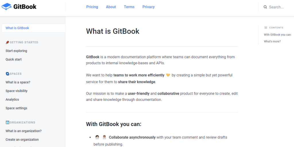 GitBook knowledge base software