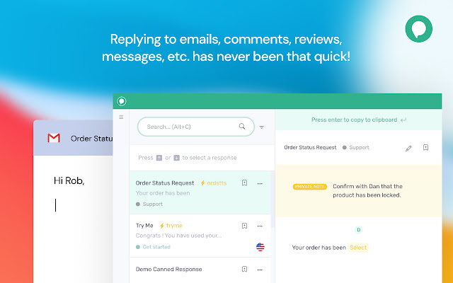 canned response chrome extension typedesk