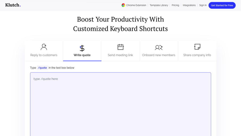 Klutch keyboard shortcuts